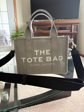 Marc Jacobs Gray Canvas The Tote Bag Mini Messenger